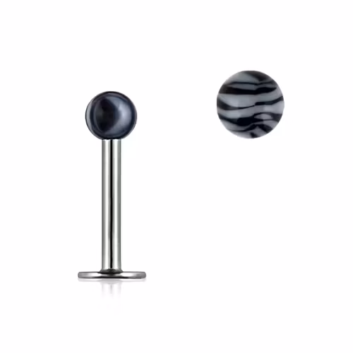 Labret / Monroe 1.2mm med 3mm zebrakula (8mm)
