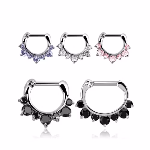Septum clicker i 925-silver - CZ stenar 1.6mm