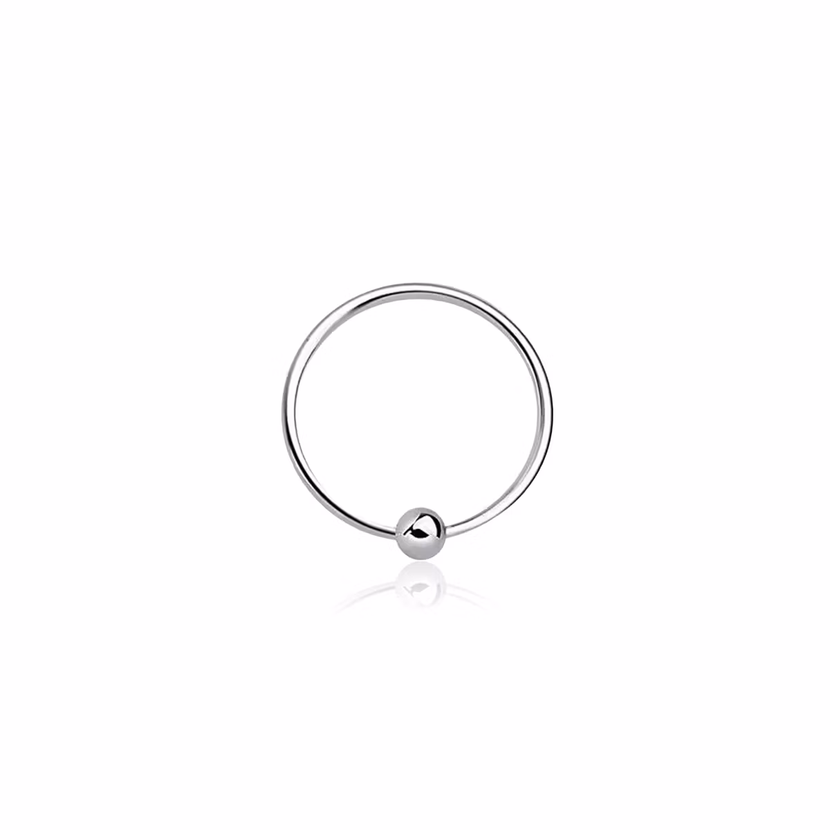 Näsring / ring med kula 925 silver 0.6mm 10mm