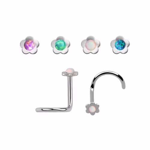 Nässmycke "Nose screw" 0.8mm blomma med 1.5mm opalit