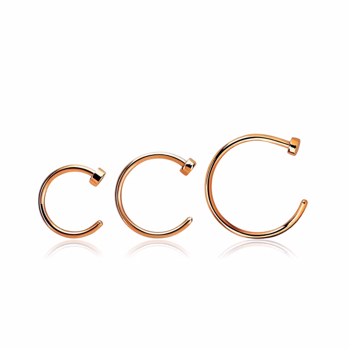 Roséguldpläterad "nose hoop clip" näspiercing 0.8mm