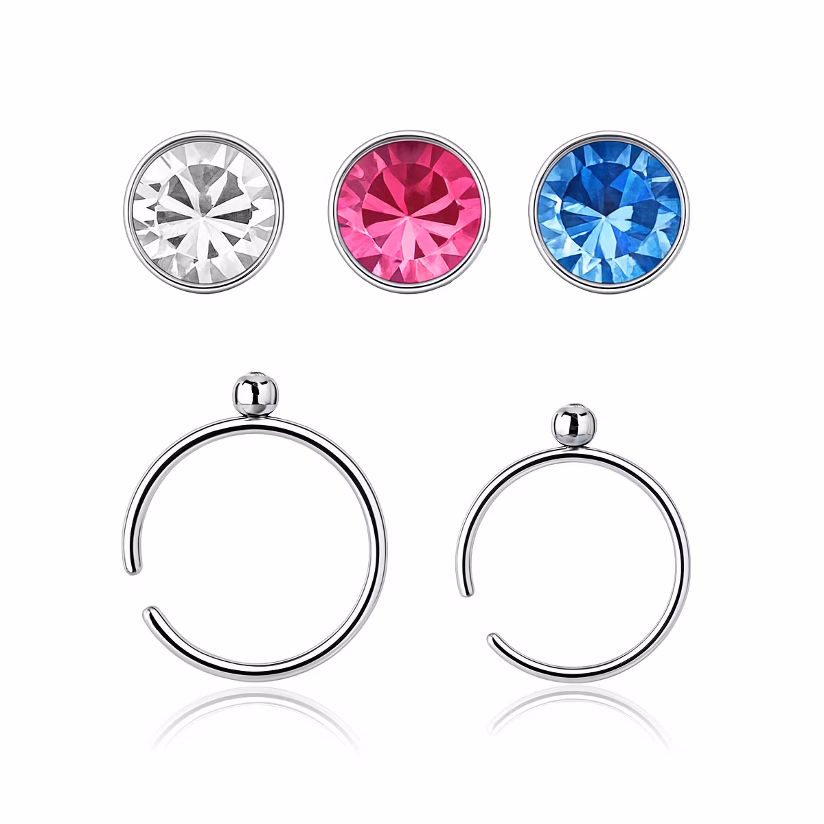 Näsring / nose hoop 0.8mm med crystal