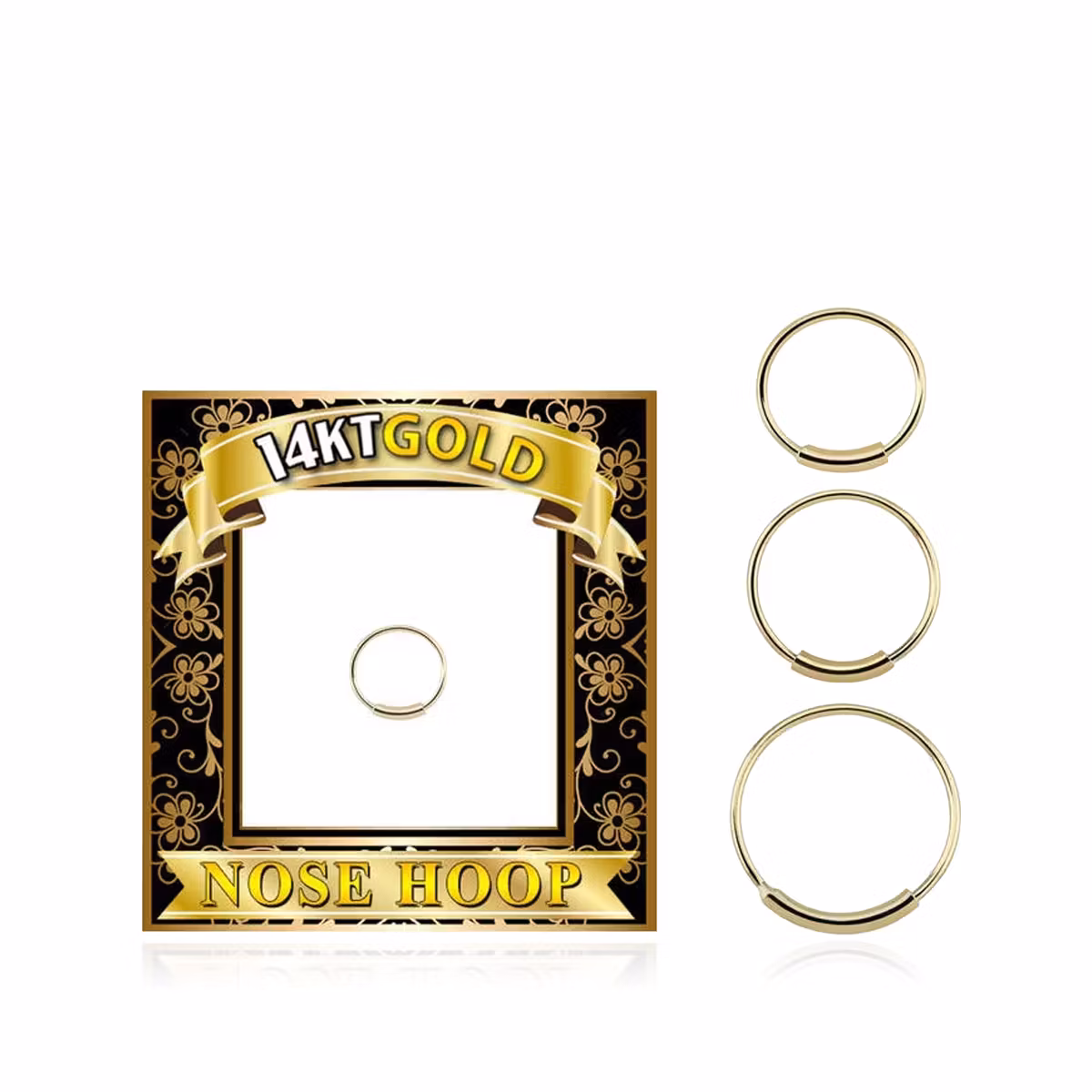 Näsring / nose hoop ring 0.6mm i äkta 14 karat guld
