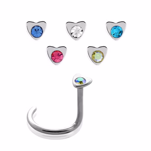 Nässmycke "Nose Screw" med hjärta och crystal