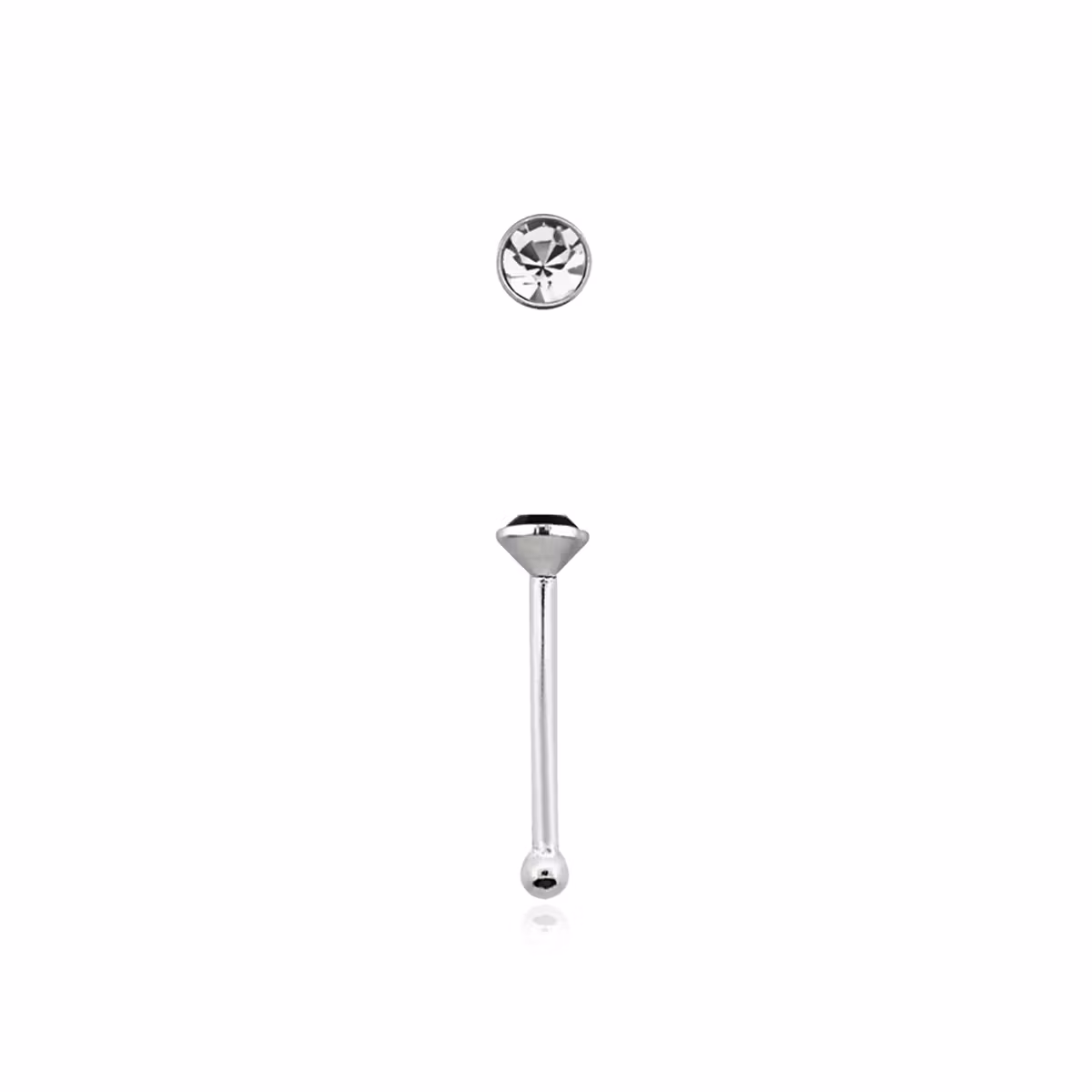 Näspin 925 Silver med 1.5mm klar crystal