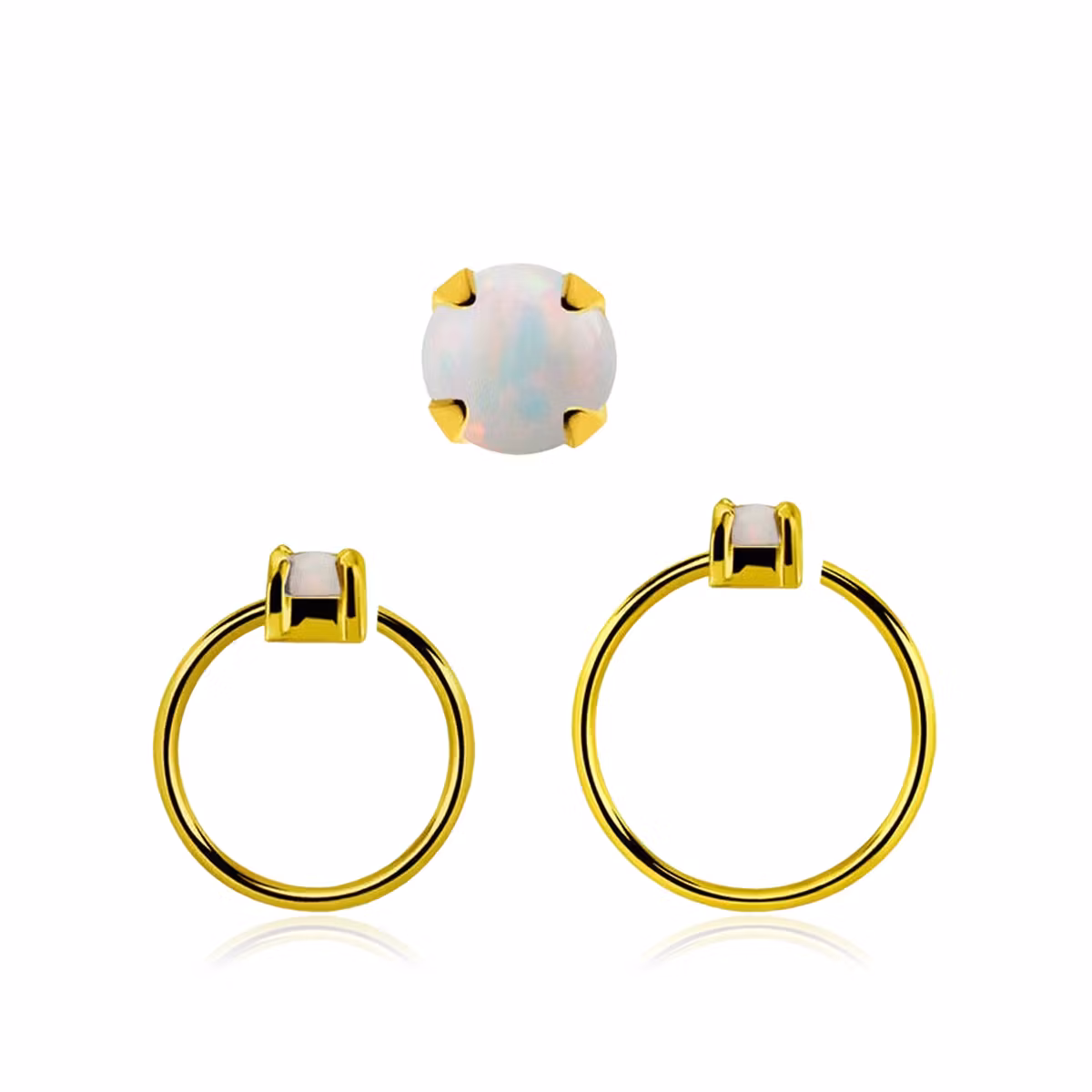 Guldpläterad sömlös ring i silver med 2.5mm opalit