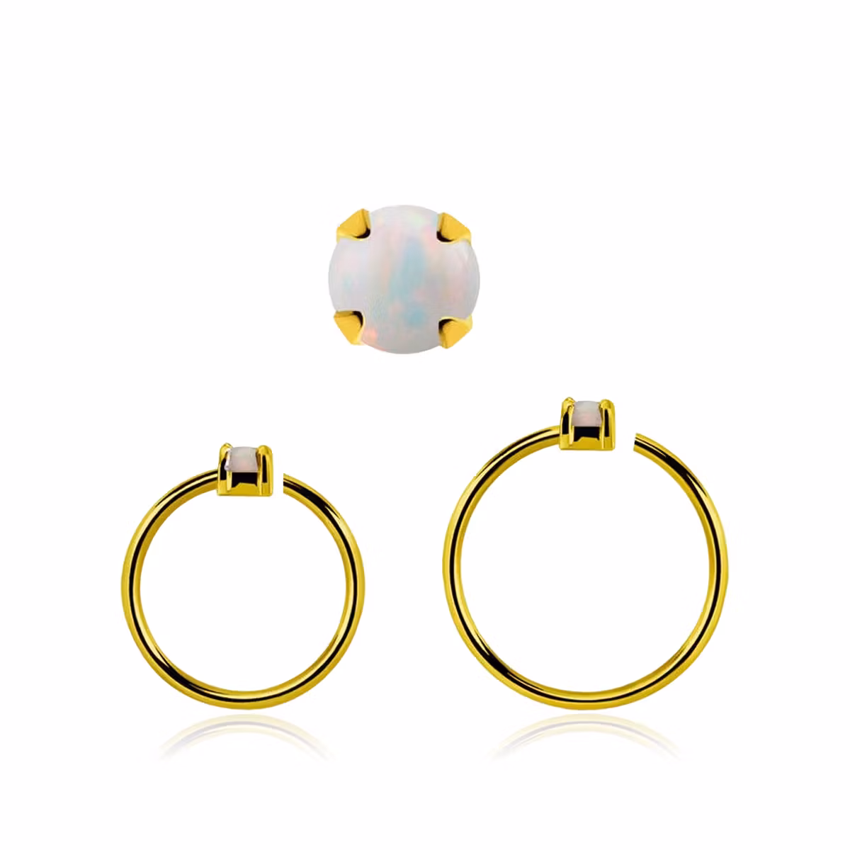 Guldpläterad sömlös ring i silver med 1.5mm opalit