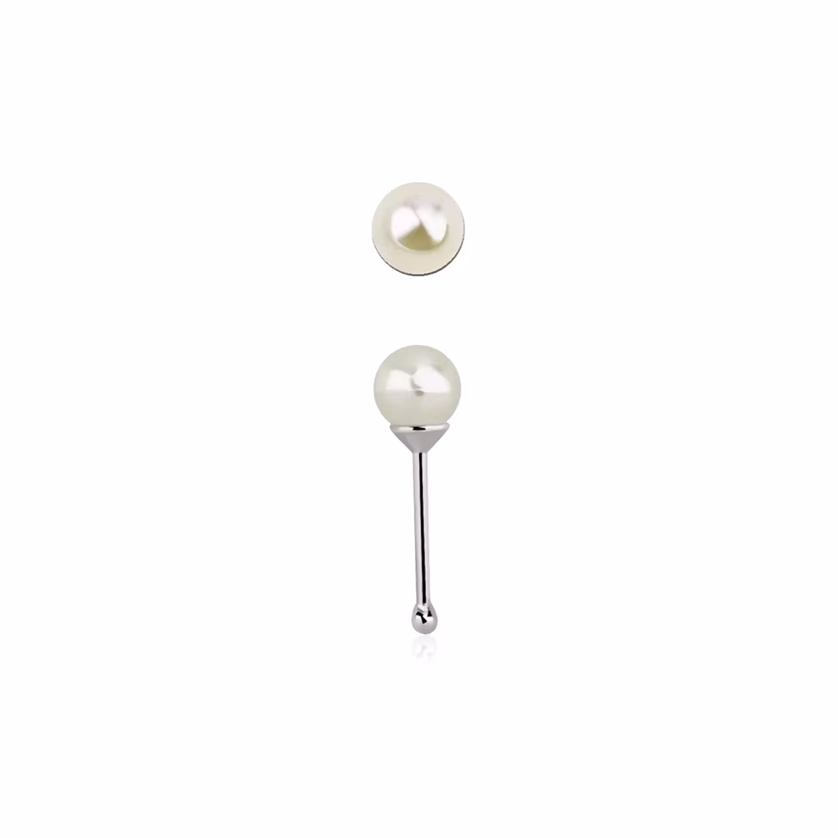 Näspin "Nose Bone" i 925 silver med 3mm pärla