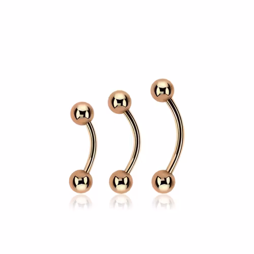 Banana 1.6mm roséguld PVD-pläterad kirurgiskt stål utvändigt gängad med 5mm kulor