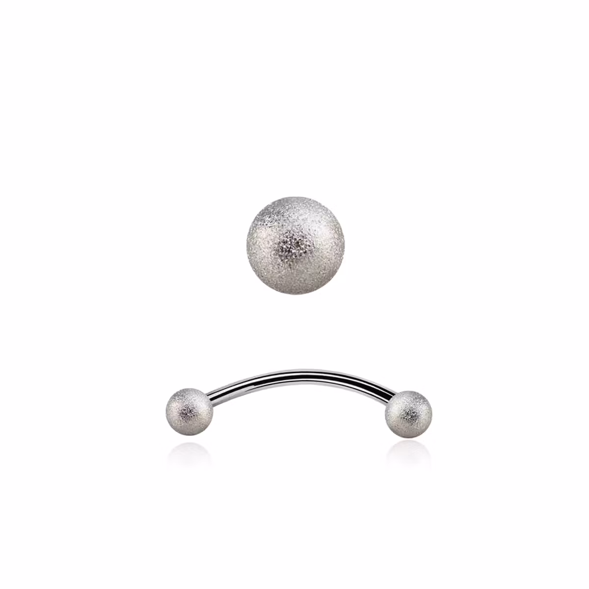 Snake Eye banana kirurgiskt stål 1.2mm utvändigt gängad med 5mm frostade kulor