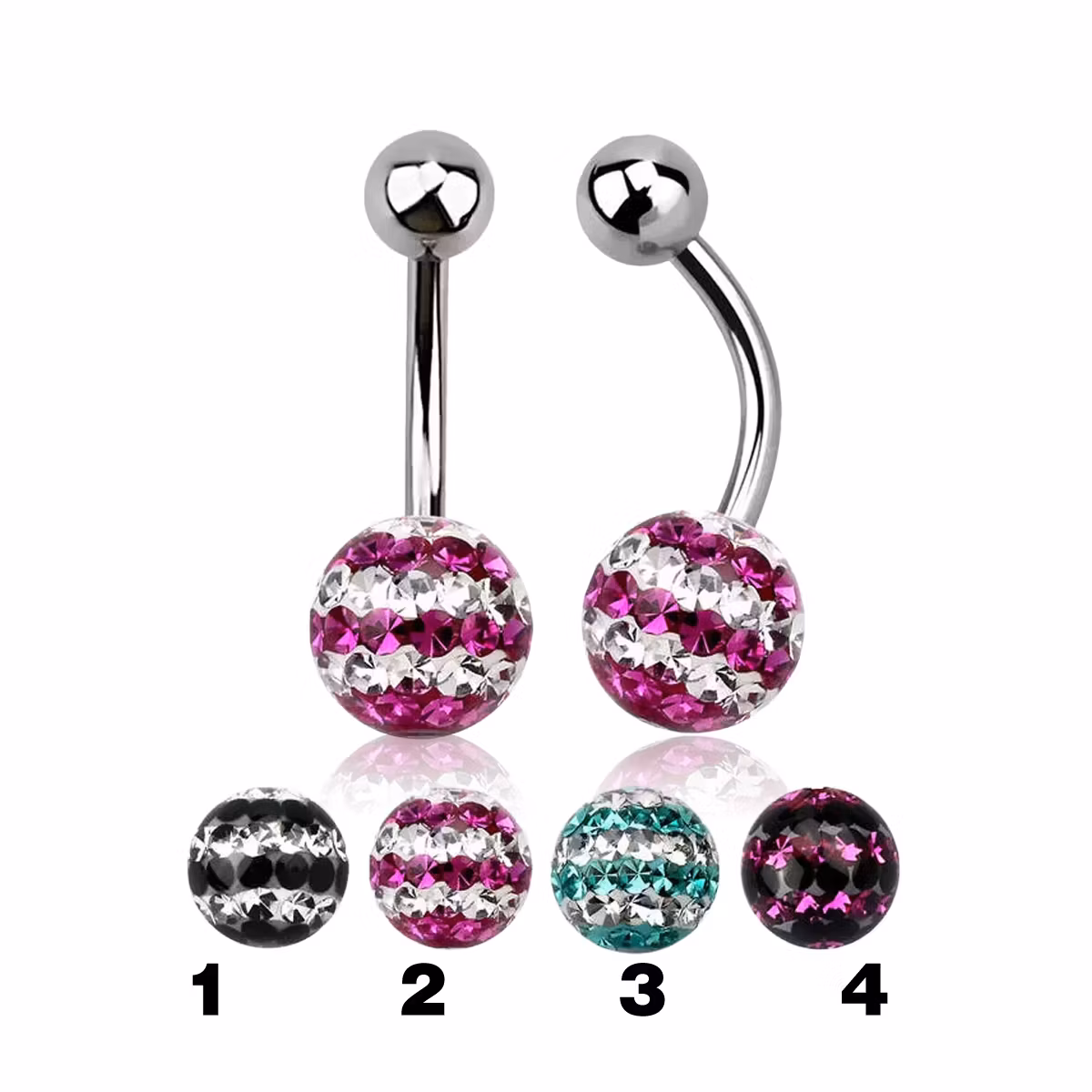 Navelsmycke / Banana kirurgiskt stål 1.6mm med 8mm feridoboll