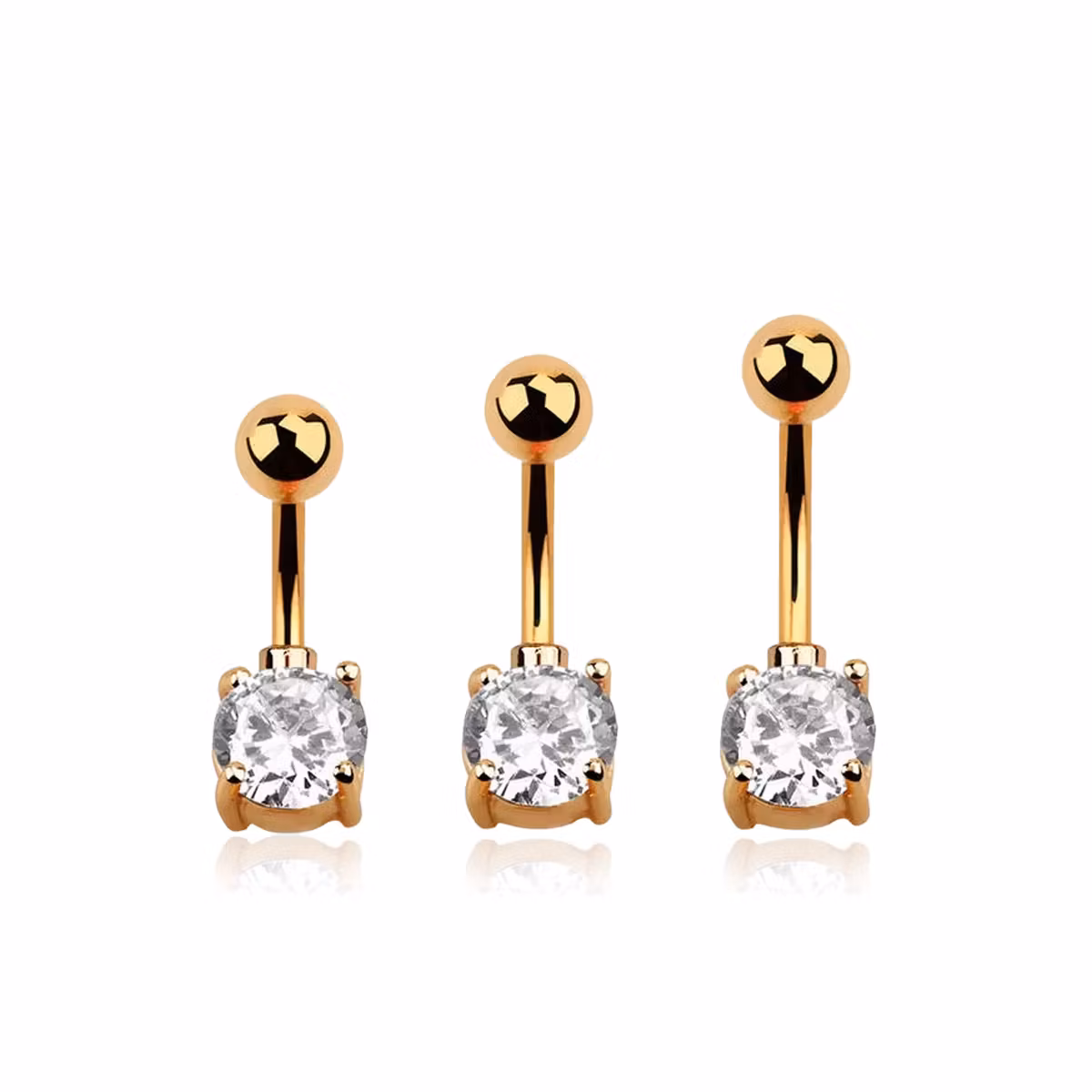 Navelsmycke med 7mm klar cubic zirconia roséguld
