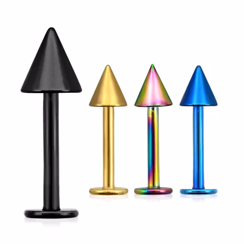 Labret i PVD-pläterad kirurgiskt stål 1.2mm med 4mm kon