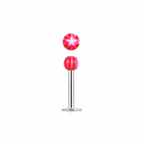 Labret / Monroe 1.2mm med röd/vit stjärnmönstrad kula