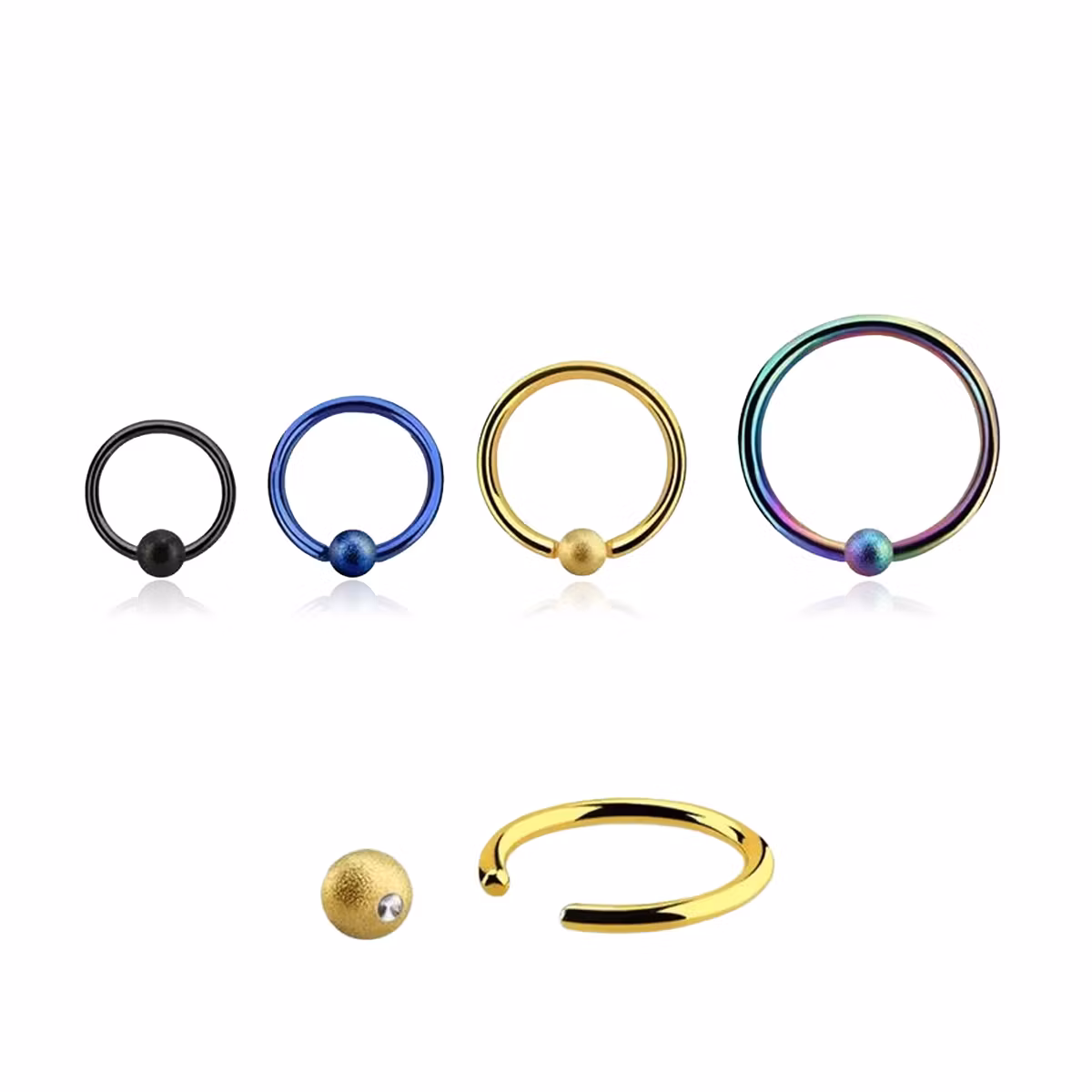 PVD-Pläterad BCR 1mm med 3mm frostad kula