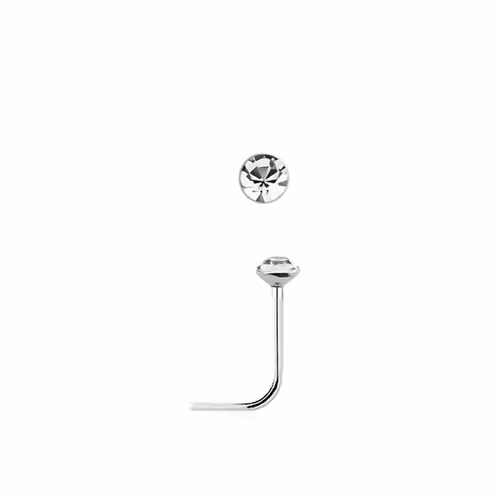Näspin i 925-silver 0.6mm L-böjd med 1.3mm crystal