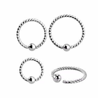 BCR 1mm ring med 2.5mm fixerad kula - Twistad design