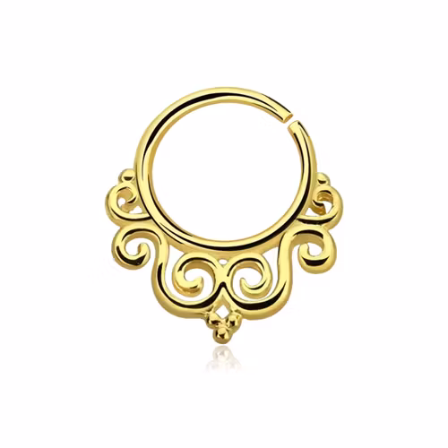 Septum piercing i guldpläterad 925 silver - Decorated Indian Design