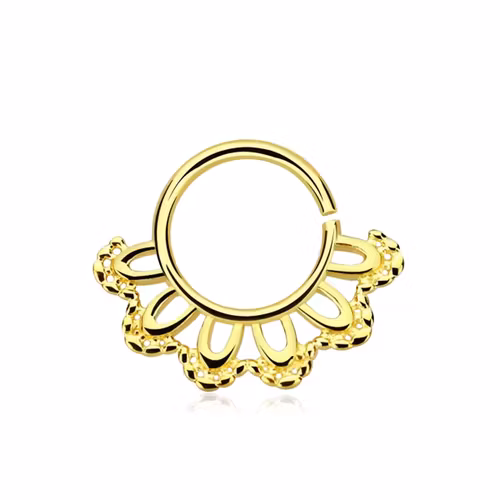 Septum piercing i guldpläterad 925 silver - Indian Leaf Design