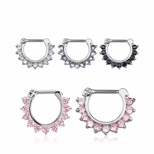 Septum clicker i 925-silver - CZ stenar 1.2mm