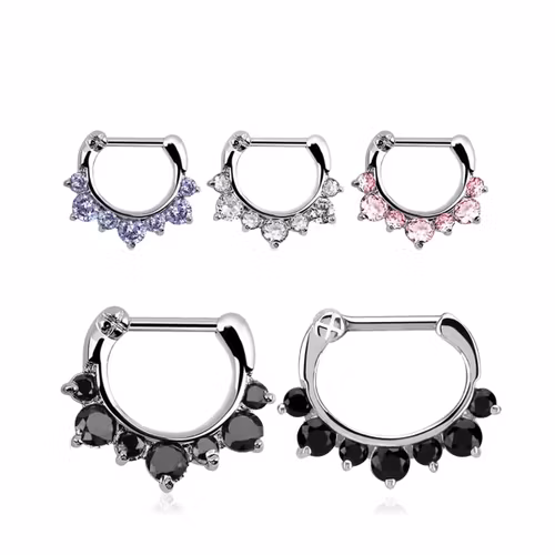 Septum clicker i 925-silver - CZ stenar 1.2mm