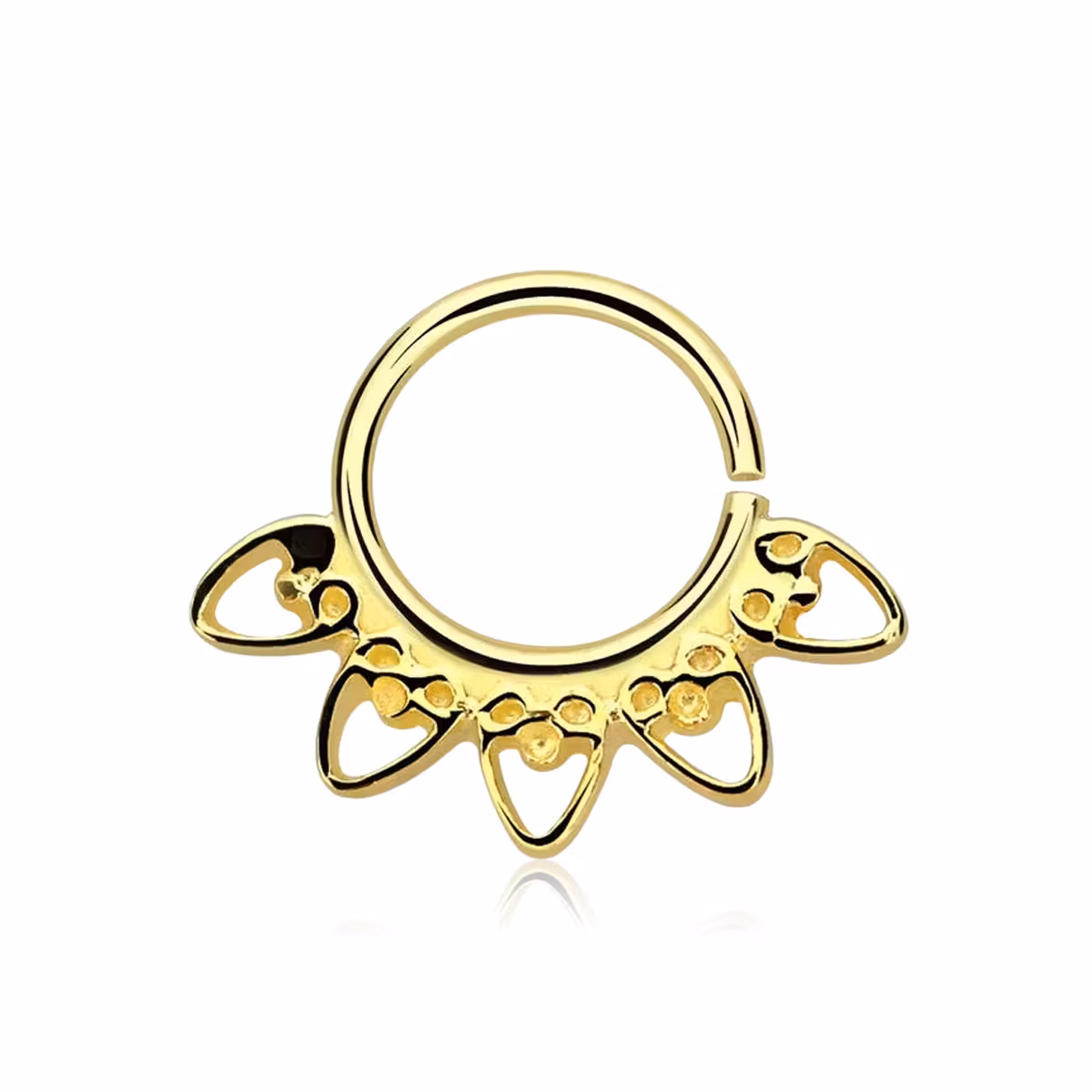 Septum piercing i guldpläterad 925 silver - Indian Heart Design