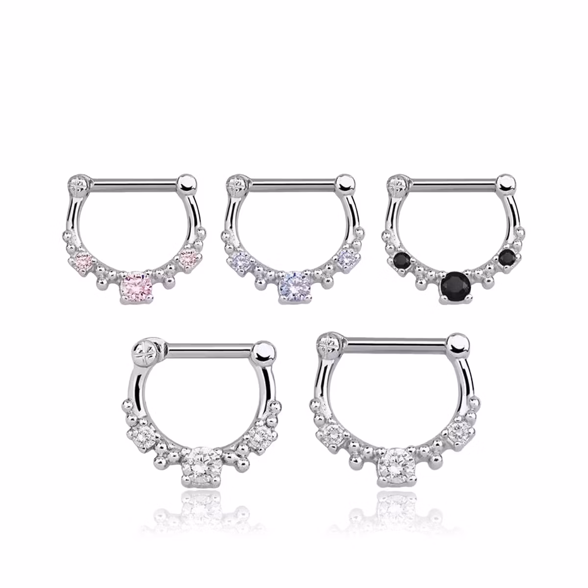 Septum clicker i 925-silver - CZ stenar 1.6mm