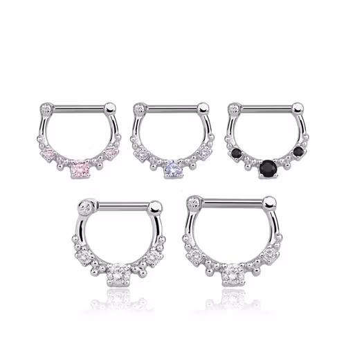 Septum clicker i 925-silver - CZ stenar 1.6mm