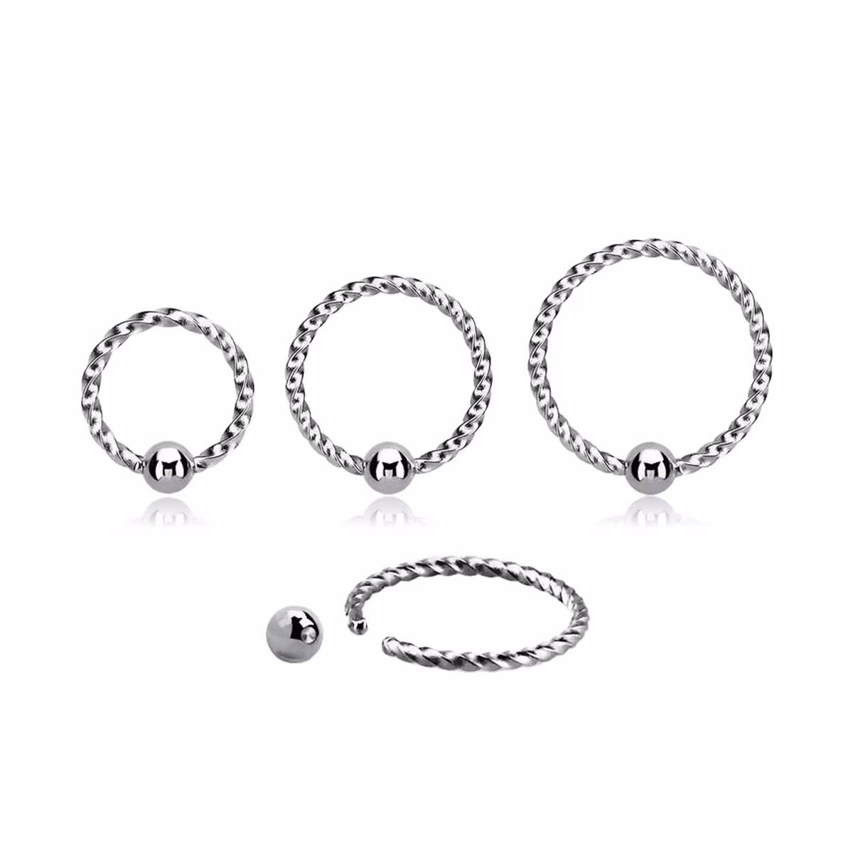 Sömlös ring twistad design 1mm med 2.5mm kula