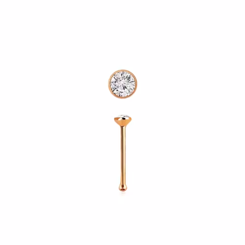 Roséguldpläterad näspin "nose bone" 2mm crystal