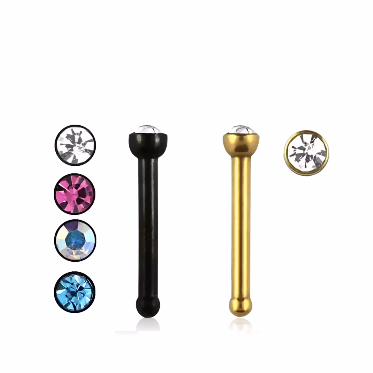 Eloxerad näspin 1mm med crystal topp