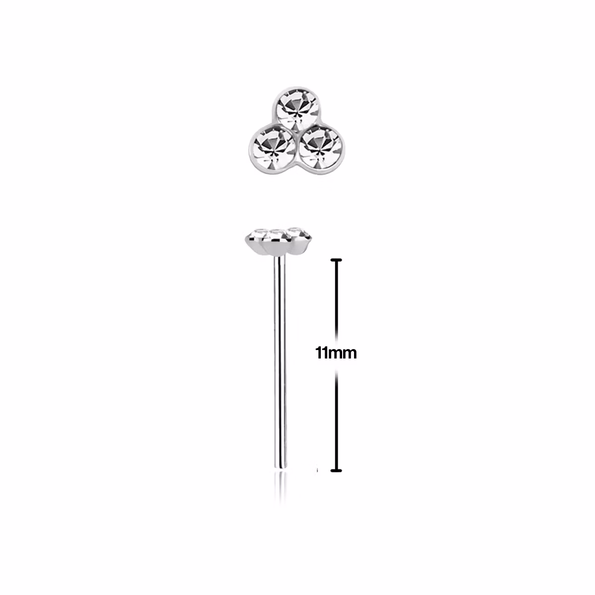 Näspin "Böj själv" i 925 silver - Tre crystal