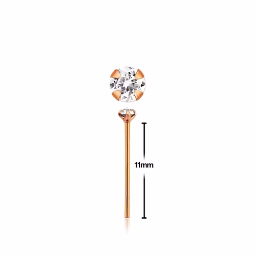 Näspin 0.6mm i roséguldpläterad 925-silver "böj själv" med 1.5mm klar CZ