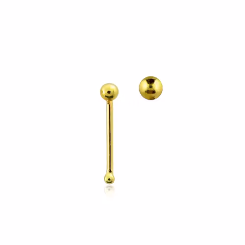 Näspin 0.6mm i guldpläterad 925-silver "nose bone" med 1.5mm boll