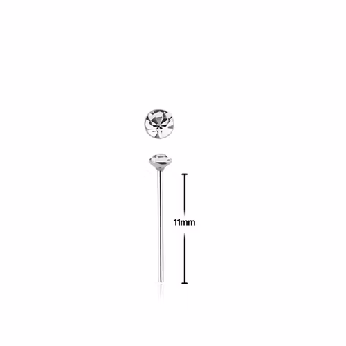 Näspin i 925-silver 0.6mm "böj själv" 1.3mm crystal