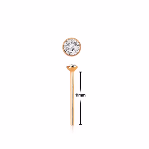 Roséguldpläterad näspin "böj själv" med 2mm crystal