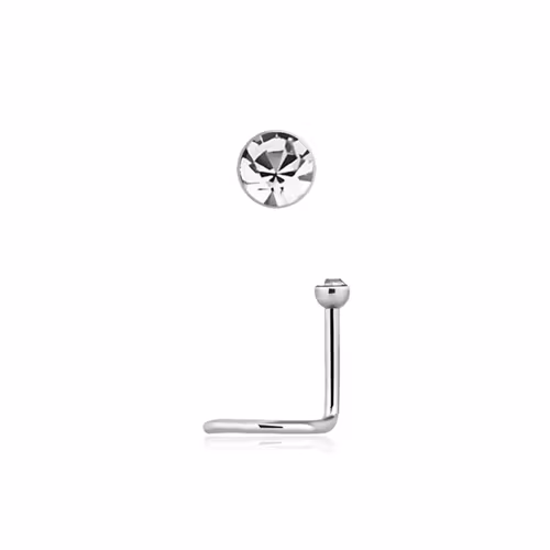 Näspin "Nose Screw" 0.8mm med 2mm klar crystal