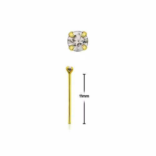 Näspin 0.6mm i guldpläterad 925-silver "böj själv" med 1.5mm crystal