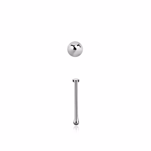 Nässmycke "nose bone" i 925 silver 0.6mm med 1mm platt boll