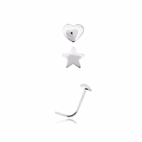 Nässmycke i 925 silver 0.6mm med 2.5mm hjärta eller stjärna