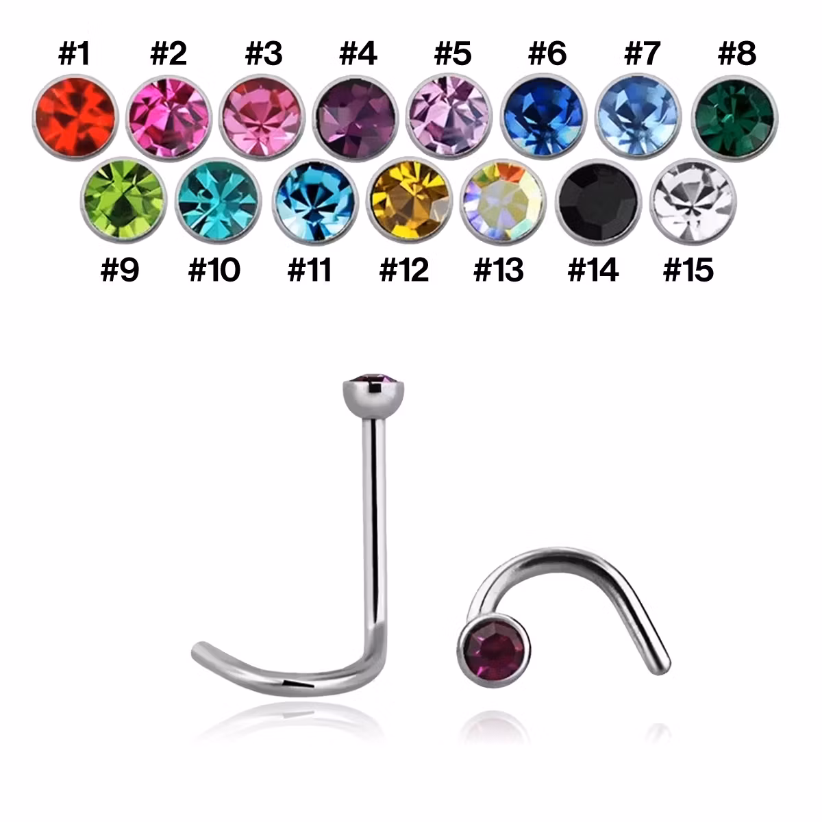 Nässmycke "Nose Screw" 0.8mm med crystal