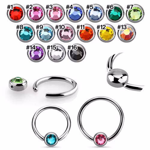 BCR 1.2mm med platt 4mm kula (smiley piercing)