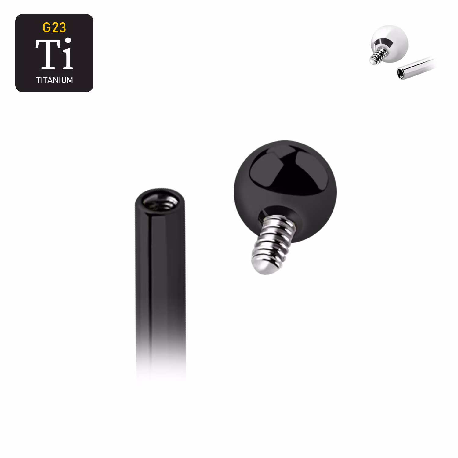 Kula i PVD titanium för invändigt gängad 1.2mm stav med 0.9mm gänga (lös del)