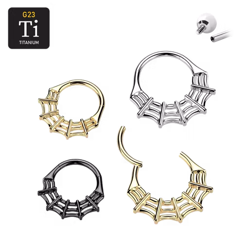 Titanium ring med gångjärn - Spindelnät