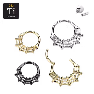 Titanium ring med gångjärn - Spindelnät