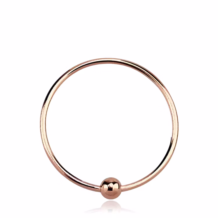 Näsring med kula 0.6mm Roséguldpläterad 925-silver (12mm)