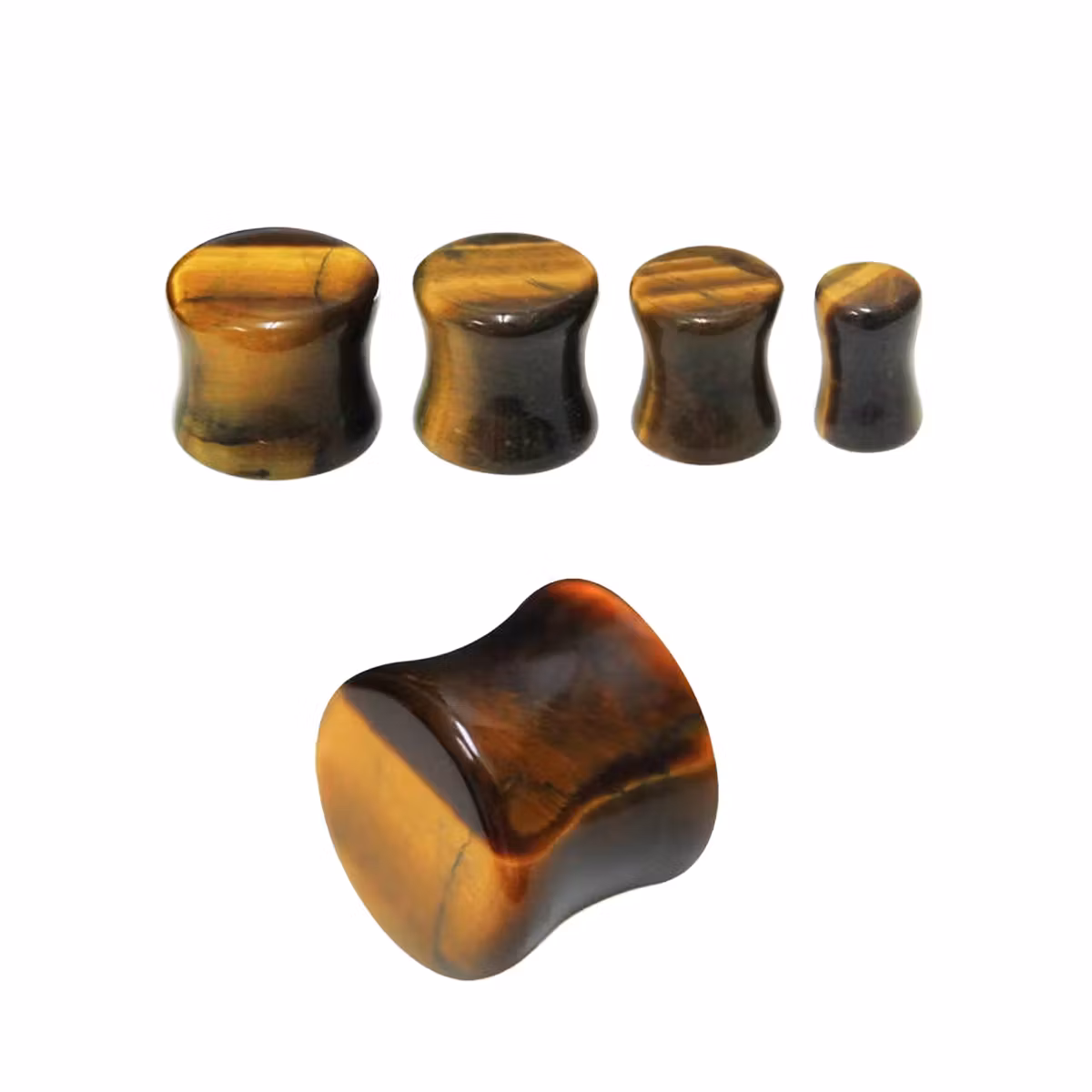 Double Flare plugg i tigeröga (sten)