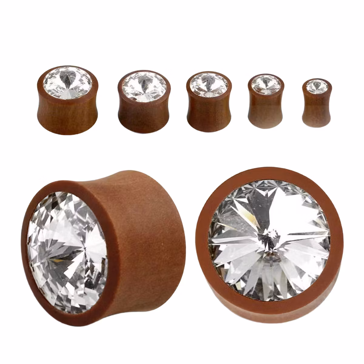 Träplugg sawo wood med crystal