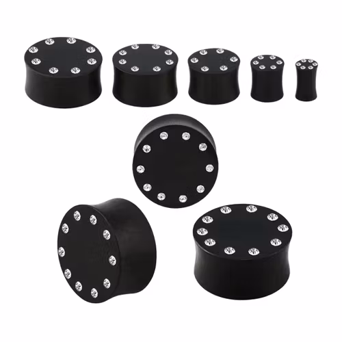 Träplugg areng wood med crystalring