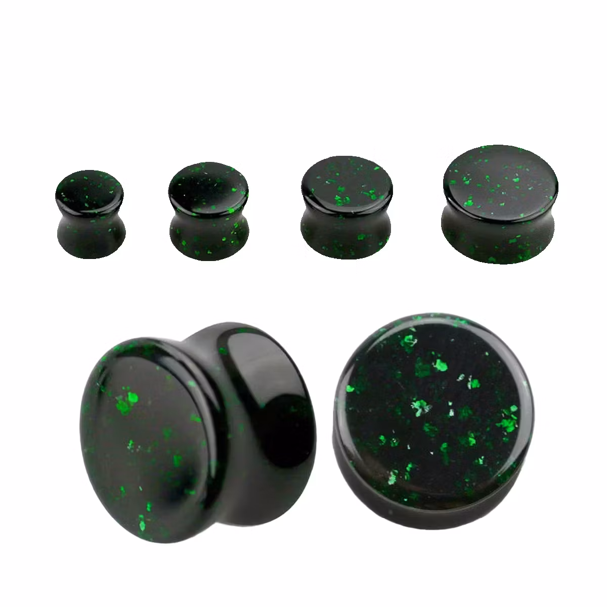 Stenplugg grönt glitter